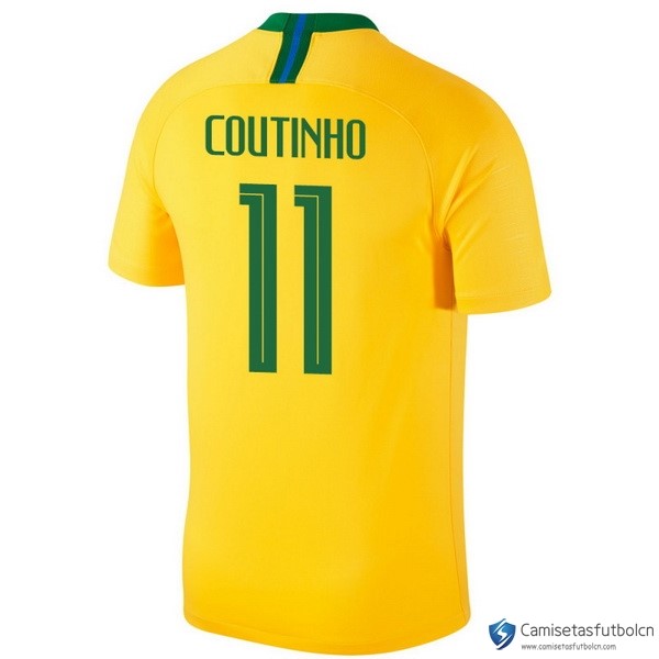 Camiseta Seleccion Brasil Primera equipo Coutinho 2018 Amarillo